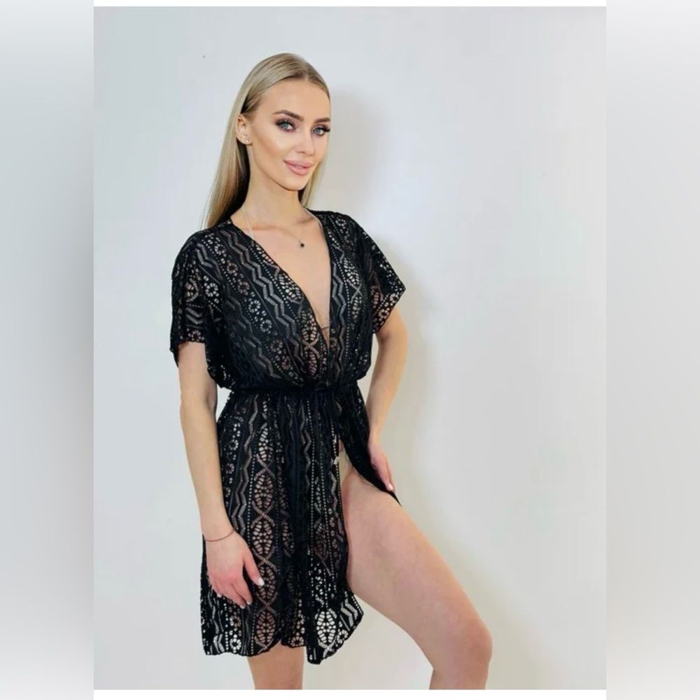NWT APT. 9 Geometric Lace Swimwear Cover Up Drawstring Tie Women’s Size M